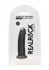 Realrock Dildo 15,5CM przyssawka bez jąder REAL - Silicone Dildo Without Balls - Black - 15,3 cm