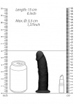 Realrock Dildo 15,5CM przyssawka bez jąder REAL - Silicone Dildo Without Balls - Black - 15,3 cm