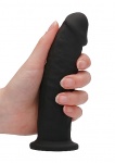 Realrock Dildo 15,5CM przyssawka bez jąder REAL - Silicone Dildo Without Balls - Black - 15,3 cm