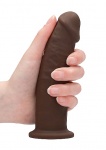 Realrock Dildo 15,5CM przyssawka bez jąder REAL - Silicone Dildo Without Balls - Brown - 15,3 cm