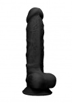 Realrock Dildo 17,8CM przyssawka JĄDRA - Silicone Dildo With Balls - Black - 17,8 cm