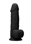 Realrock Dildo 21,6CM przyssawka JĄDRA - Silicone Dildo With Balls - Black - 21,6 cm