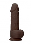 Realrock Dildo 21,6CM przyssawka JĄDRA - Silicone Dildo With Balls - Brown - 21,6 cm