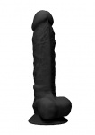 Realrock Dildo 22,8CM przyssawka JĄDRA - Silicone Dildo With Balls - Black - 22,8 cm
