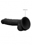 Realrock Dildo 22,8CM przyssawka JĄDRA - Silicone Dildo With Balls - Black - 22,8 cm