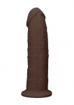 Realrock Dildo 22,8CM przyssawka JĄDRA - Silicone Dildo With Balls - Brown - 22,8 cm