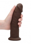 Realrock Dildo 22,8CM przyssawka JĄDRA - Silicone Dildo With Balls - Brown - 22,8 cm