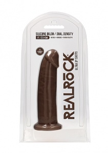 Realrock Dildo 22,8CM przyssawka bez jąder REAL - Silicone Dildo Without Balls - Brown - 22,8 cm