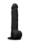 Realrock Dildo 24CM przyssawka JĄDRA - Silicone Dildo With Balls - Black - 24 cm