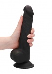 Realrock Dildo 24CM przyssawka JĄDRA - Silicone Dildo With Balls - Black - 24 cm