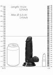 Realrock Dildo 6" wibrujące PRZYSSAWKA jądra - Vibrating Realistic Cock - 6" - With Scrotum - Black