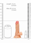 Realrock Dildo 6" wibrujące PRZYSSAWKA jądra - Vibrating Realistic Cock - 6" - With Scrotum - Skin