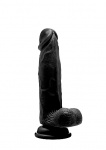 Realrock Dildo 8" jaja przyssawka realistyczne - Realistic Cock - 8" - With Scrotum - Black