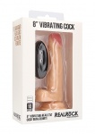 Realrock Dildo 8" wibrujące PRZYSSAWKA jądra - Vibrating Realistic Cock - 8" - With Scrotum - Skin