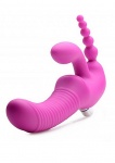 REGAL RIDER Potrójny silikonowy wibrator bezpaskowy Triple G AF468 -REGAL RIDER Triple G Vibrating Silicone Strapless Strap On - Pur 