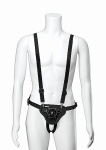 REGULOWANA UPRZĄŻ Z SZELKAMI- CZARNA  1090-50-BX - Suspender Harness With Plug - Black