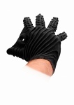 Rękawice silikonowe z wypustkami i prążkami - Masturbation Glove - Black