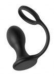 Korek analny z pierścieniem na penisa - Rover - Silicone - czarny AE390
