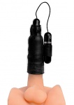 Silikonowa nakładka na penisa z wibrującym pociskiem - czarny AF915 - Lightning Stroke Silicone Stroker with Vibrating Bullet - Black