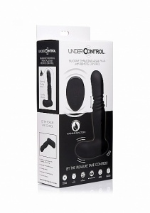 Podgrzewany korek analny sterowany góra-dół - Silicone Thrusting Anal Plug with Remote Control - czarny AF944