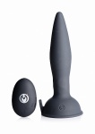 Silikonowy korek analny z pilotem - Turbo Ass-Spinner Silicone Anal Plug with Remote Control - czarny AG247