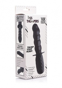 Wibrująca Pałka z ogranicznikiem wejścia - The Handler 10x Silicone Vibrating Thruster - Czarny AF811