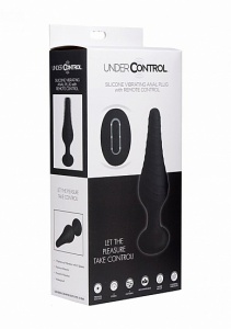 Mocny wibrujący korek analny z pilotem - Silicone Vibrating Anal Plug with Remote Control - Czarny AF870