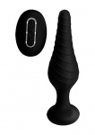 Mocny wibrujący korek analny z pilotem - Silicone Vibrating Anal Plug with Remote Control - Czarny AF870