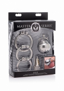 Silver Exile Deluxe zamykana klatka na penisa AF236 - Exile Deluxe Locking Confinement Cage - Silver