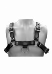 SKÓRZANA UPRZĄŻ na klatkę piersiową BDSM - Leather Male Chest Harness - Black