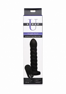 Sprężyste dildo spiralne z pilotem - SU Supple Swirl 21x Remote Control Silicone Dildo - czarne AF937