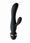 Ssący łechtaczkę wibrator 3w1 - Shegasm Supreme 3 in 1 Silicone Suction Rabbit Vibe - Czarny AF718