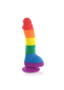 SexShop - Tęczowe dildo z jądrami LGBT - Pride Dildo Silicone Rainbow Dildo with Balls  - online