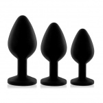 SexShop - Trzy plugi analne z klejnotem - Rianne S Booty Plug Set 3x czarny - online