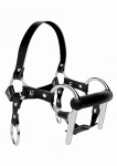 Uprząż na głowę z kneblem - Steed Silicone Bit and Bridle Head Harness - czarna AF146