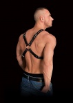 UPRZĄŻ skórzana z pierścieniami Adonis - Adonis - High Halter - Black