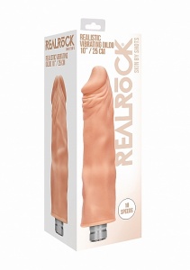 WIBRATOR realistyczny TPE REALROCK 25CM baterie  - Realrock 10-25 cm Vibrating Dildo - Flesh