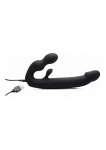 Wibrator Strap-on ze dodatkowym stymulatorem - Tri-Volver Rechargeable Strapless Strap On - czarny AF807