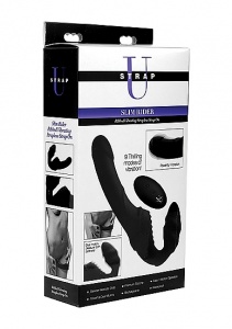 Wibrujące dwustronne dildo z pilotem - Pro Rider 9X Vibrating Silicone Strapless Strap On with Remote C - AF895