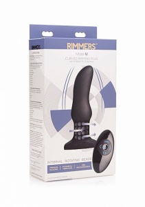 Wibrujący, profilowany korek analny z koralikami Model M - czarny AF485 - Model M Curved Rimming Plug - Black