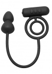 Wibrujący stymulator analny z pierścieniem na penisa i jądra Voyager I - czarny AE356