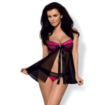 SexShop - Zalotna uwodzicielka koszulka Obsessive Roseberry Babydoll & Thong S/M - online