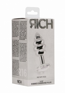 ZATYCZNA ANALNA zdobiona 3.15 Inch - Ribbed Diamond Plug - 3.15 Inch - Silver