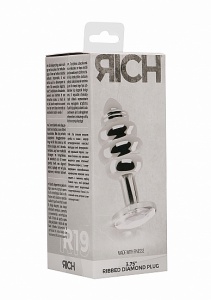 ZATYCZNA ANALNA zdobiona 3.75 Inch - Ribbed Diamond Plug - 3.75 Inch - Silver