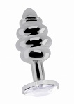 ZATYCZNA ANALNA zdobiona 3.75 Inch - Ribbed Diamond Plug - 3.75 Inch - Silver