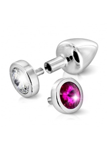 SexShop - Zdobiony plug analny - Diogol Anni Butt Plug Switch Pink & Clear 25 mm - online