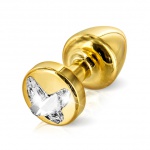 SexShop - Zdobiony plug analny - Diogol Anni R Butt Plug Butterfly Gold 25 mm Motyl Złoty - online