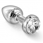 SexShop - Zdobiony plug wibrujący - Diogol Annixitting Vibrating Butt Plug 34 Silver Srebrny - online