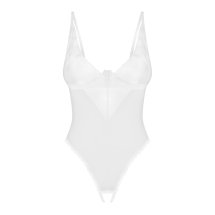 Obsessive Alissium Body XL/2XL z otwartą strefą, białe, koronka i fiszbiny