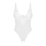 Obsessive Alissium Body z otwartą strefą, białe XS/S – koronka, głęboki dekolt, bez niklu